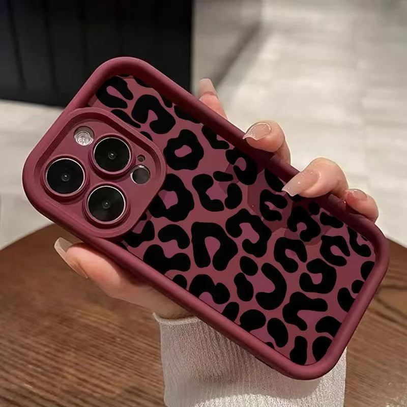 Fashion Black Leopard Case for iPhone 17 16 15 14 13 12 11 Pro Max 7 8 Plus
