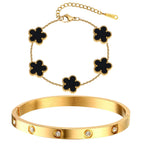 Cubic Zirconia Floral Bracelet for Women18k Gold Plated Link Statement Jewelry