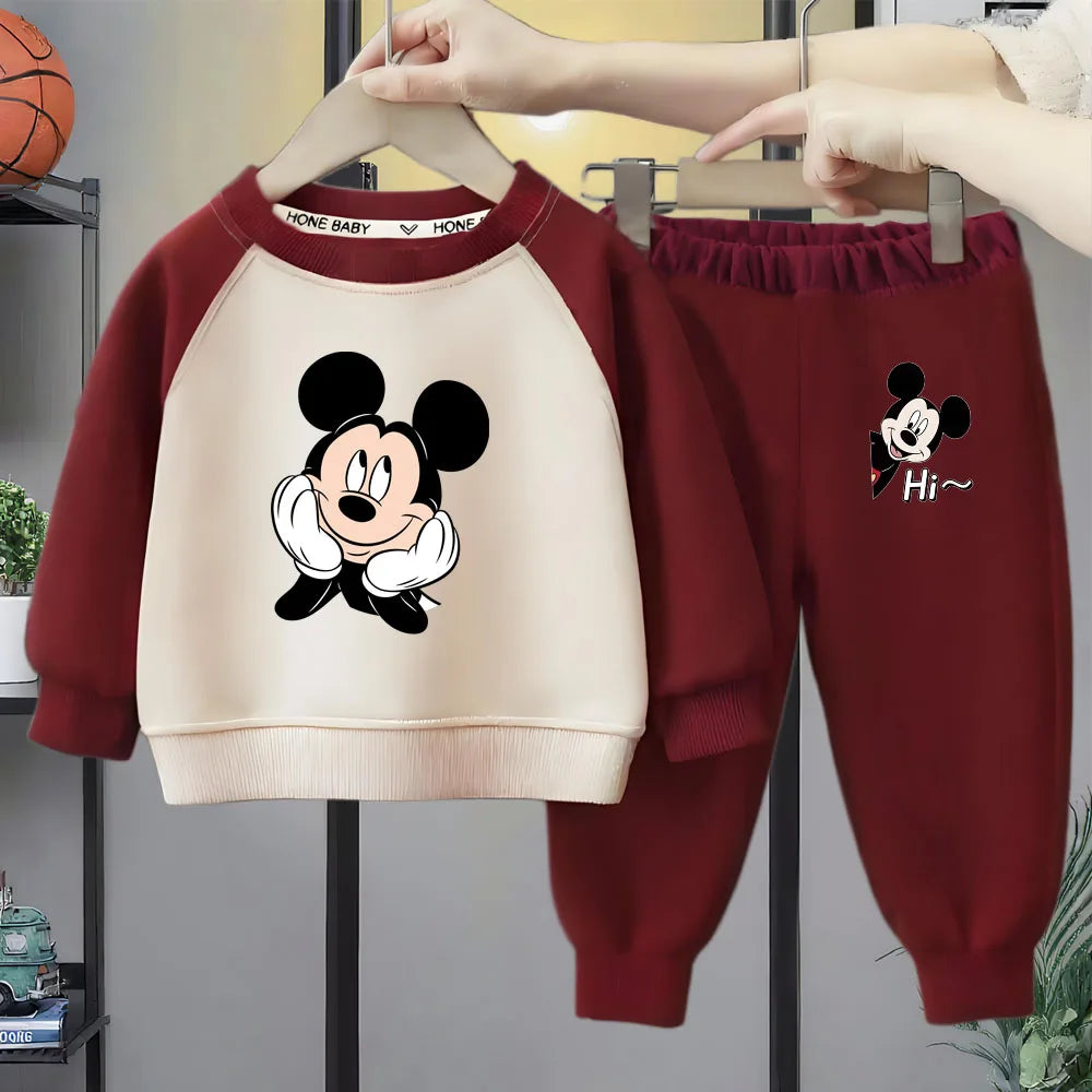 Boys O-Neck Spliced Long Sleeve Hoodie and Joggers 2-Piece Casual Tracksuit