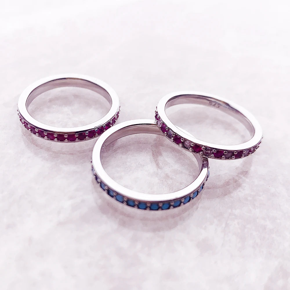 Elegant Colourful Stones Ring 925 Sterling Silver Romantic Jewellery Women