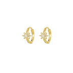 New Stainless Steel Zircon Star Cross Hoop Earring Gold y2k Crown