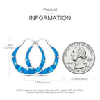 925 Sterling Silver Geometric Minimalist Blue Zircon Circle Hoop Earrings Gift