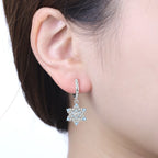 925 Sterling Silver Sparkling Blue Snowflake Drop Earrings Trendy Jewellery