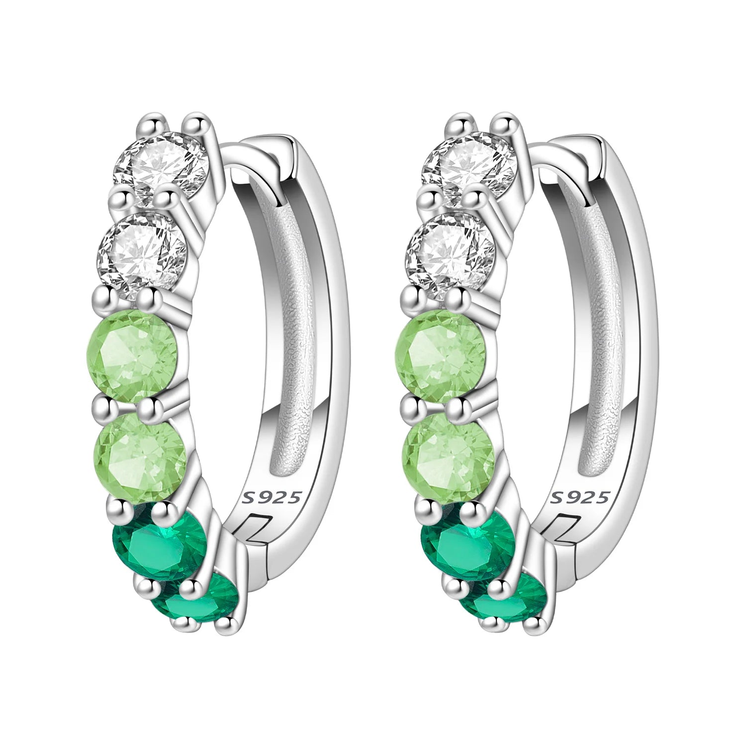 925 Sterling Silver Animal Plant Green Zircon Circle Hoop Earrings Jewellery
