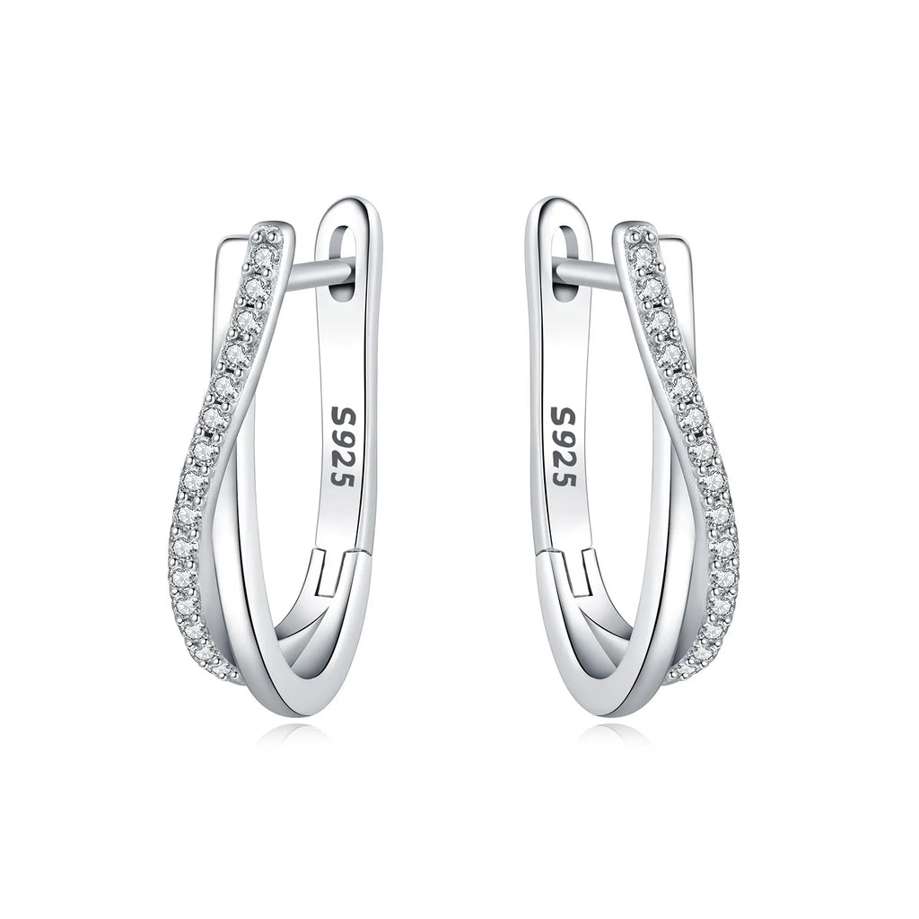 925 Sterling Silver U-shaped Simple Versatile Hoop Earrings Jewellery Gift