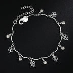 Four-Leaf Clover Zircon Chain Bracelet 925 Sterling Silver Wedding Accessory