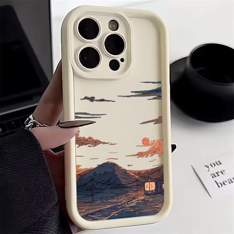 Mountain Cloud Silicon Case for iPhone 17 16 15 14 13 12 11 Pro Max Plus Air