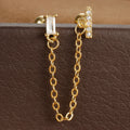 Stainless Steel Zircon Crown Stud Earrings Women 18K Gold Double Studs