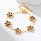 Flower Clover Zircon Stainless Steel Bracelet 2025 Trendy Wrist Chain
