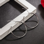 925 Sterling Silver 5cm Big Circle Hoop Earrings Women Luxury Party Jewellery