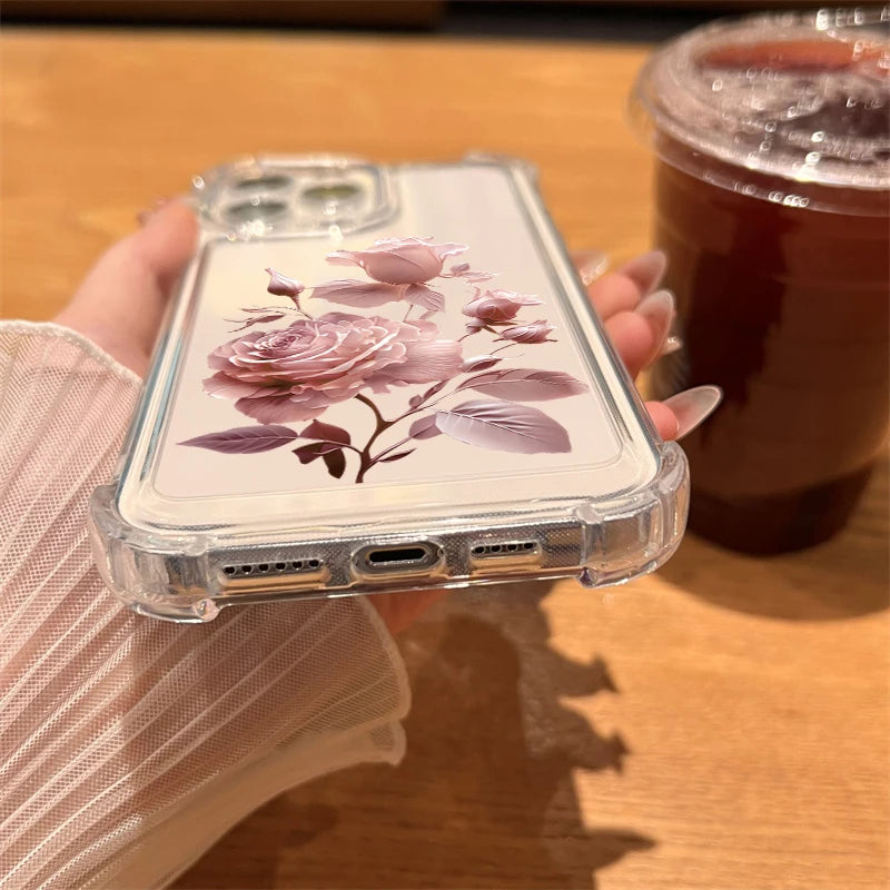 Flower Silicone Case for iPhone 17 16 15 14 13 12 Pro Max Plus Clear
