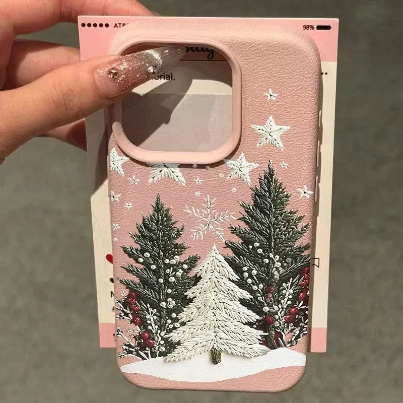 Christmas Tree Lychee Case for iPhone 17 16 15 14 13 12 Pro Max