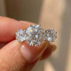 925 Sterling Silver Simple Elegant Woman Wedding Rings with Brilliant Cubic Zirconia Stone Engagement Rings Eternity Jewelry