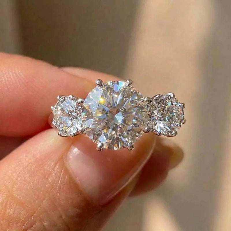 925 Sterling Silver Simple Elegant Wedding Ring Brilliant Cubic Zirconia Engagement Eternity Jewellery