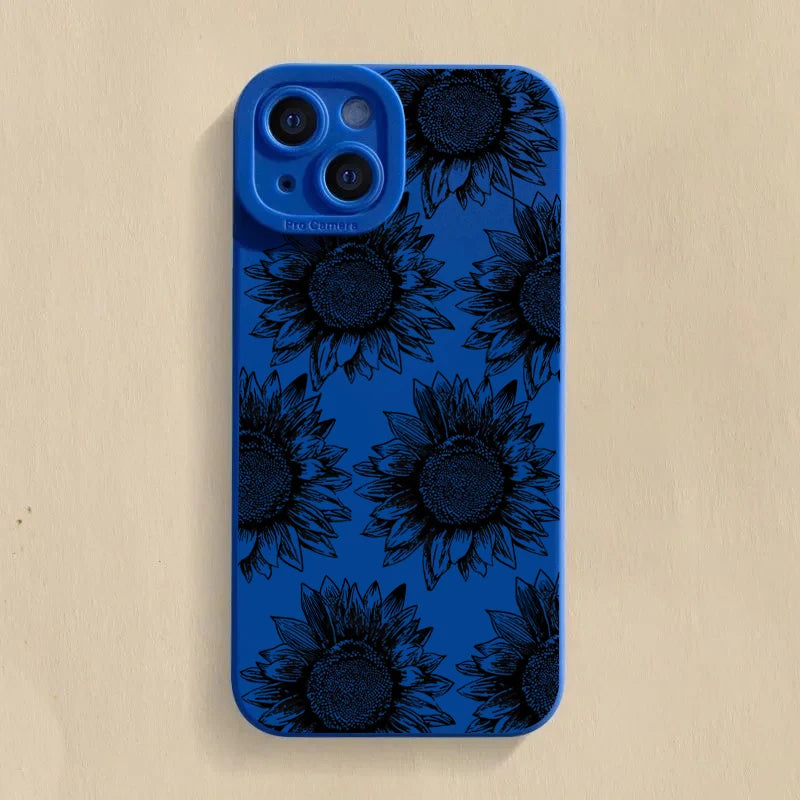 Black Sunflower Pattern Case for Samsung Galaxy A16 A54 S25 S24