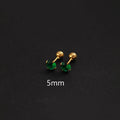 2PC Luxury Green Zircon 4 Claw Stud Earrings Body Piercing Jewelry