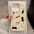 Cute Love Heart Cat Lychee Case for iPhone 17 16 15 14 Pro Max