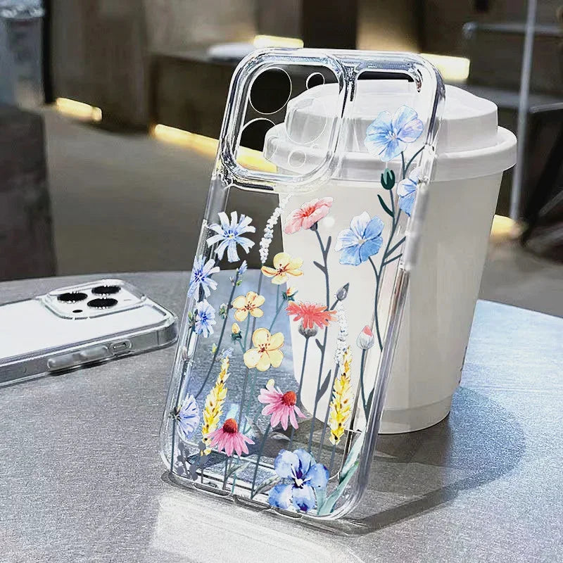 Flower Pattern Clear Case for Redmi 14C 13 12C Note 14 13 12 11 Pro Plus