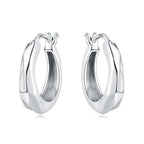 925 Sterling Silver Minimalist Designed Hoop Earrings Fine Birthday Gift