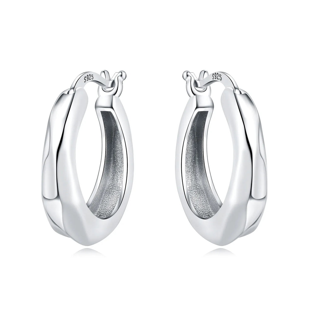 925 Sterling Silver Square Chain Stone Inlaid Hoop Earrings Trendy Jewellery