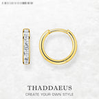 Elegant Golden Hinged Hoop Earrings Creole Solid 925 Sterling Silver