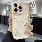 Pink Butterfly Silicone Case for iPhone 17 16 15 14 13 12 11 Pro Max Plus