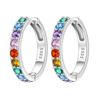 925 Sterling Silver Sparkling Blue Yellow Zircon Hoop Earrings Jewellery Gift