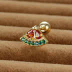 12 Styles Crystal Zircon Mini Fruit Stud Earrings Stainless Steel