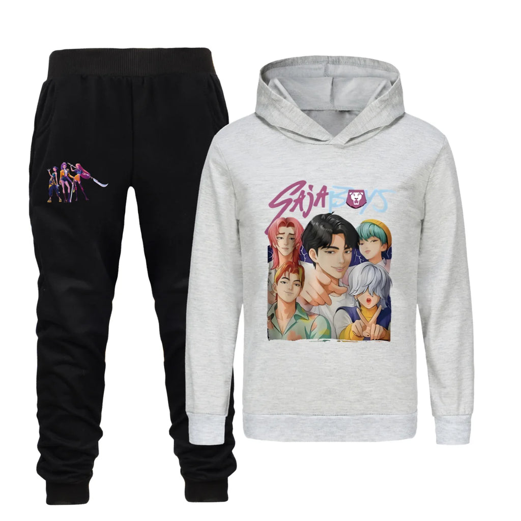 Spring Kids Kpop Demon Hunters Hoodie & Pants Set Rumi Mira Zoey Tracksuit