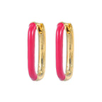 Stainless Steel Zircon Geometry Dangle Earring 18K Gold Plated Huggie