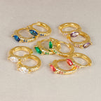 2023 Simple Stainless Steel Round Hoop Earring Colourful Zircon