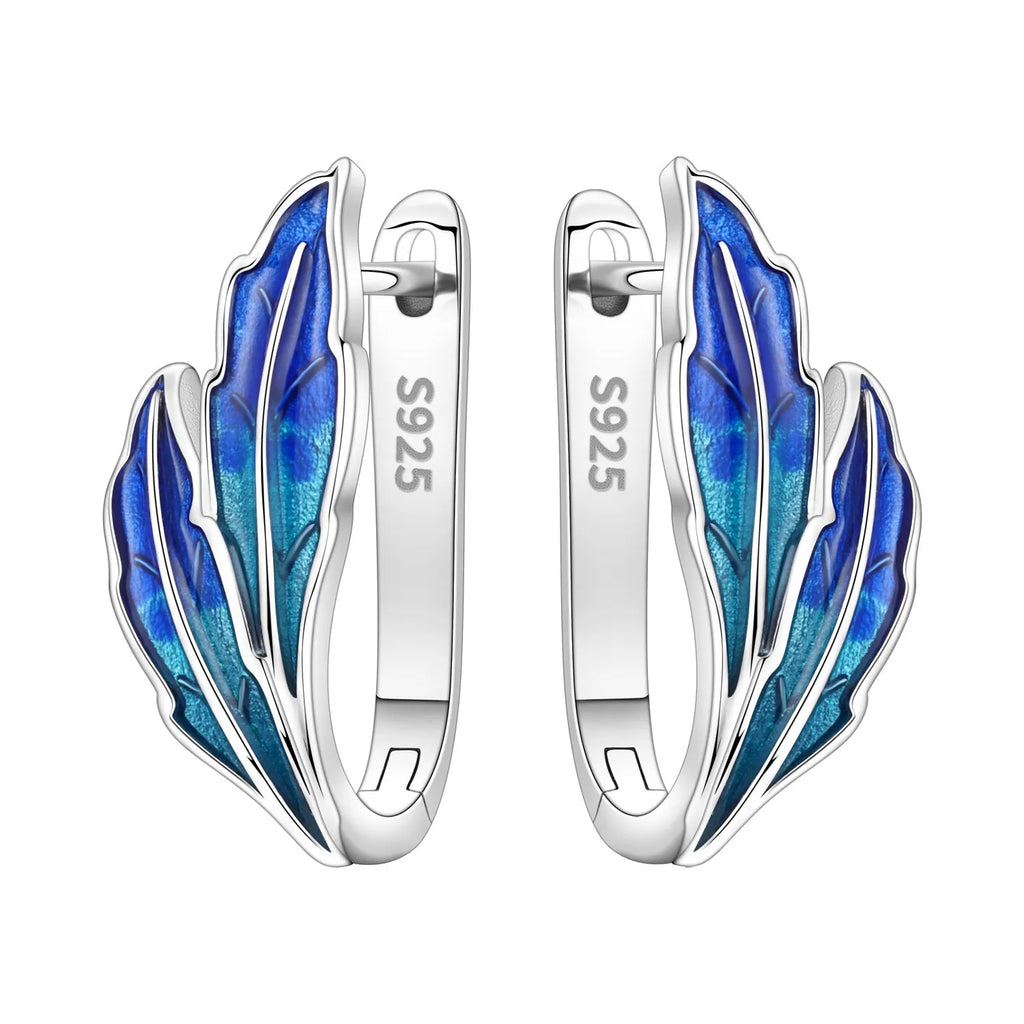 925 Sterling Silver Blue Zircon Starry Sky Hoop Earrings Trendy Jewellery