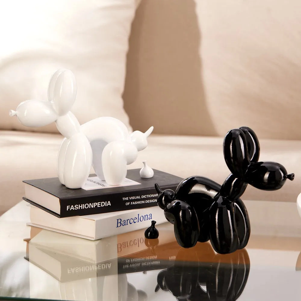 Funny Balloon Pooping Dog Sculptures Resin Pop Art Statue Bathroom Decoration Object