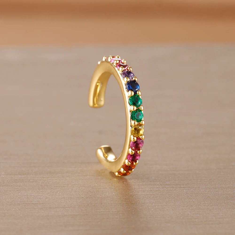 1PC Simple Metal Crystal Ear Cuff Non Piercing Fake Cartilage Clip