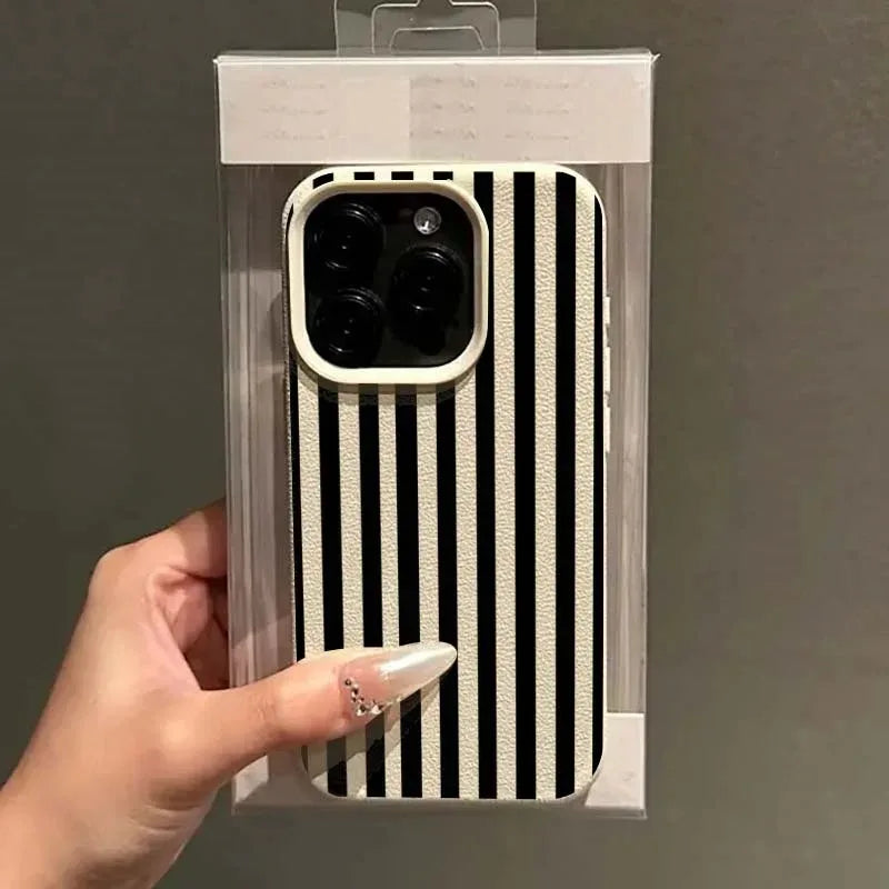 Minimalist Striped Case for iPhone 17 16 15 14 13 12 Pro Max Plus