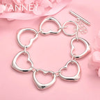 925 Sterling Silver Heart Shaped Bracelet Women Stylish Jewellery Gift