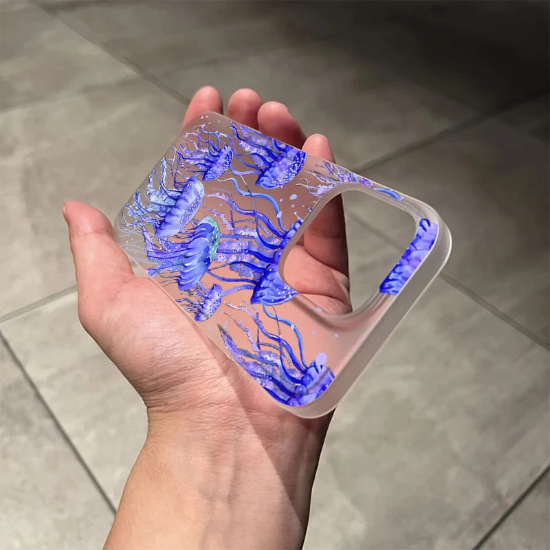 Ocean Jellyfish Print Case for iPhone 17 16 15 14 13 12 Pro Max