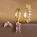3PCS Vintage Stainless Steel Huggie Ear Piercing Sets Square Hoop