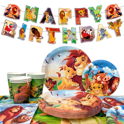 114pc Lion King Simba Birthday Party Tableware Set Banner Plates - Ship from UK