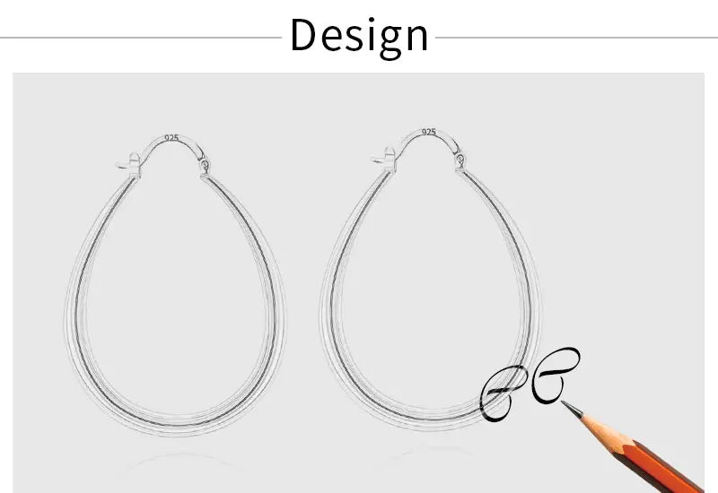 925 Sterling Silver 40mm U-Shaped Hoop Earrings Women Charm Wedding Jewellery