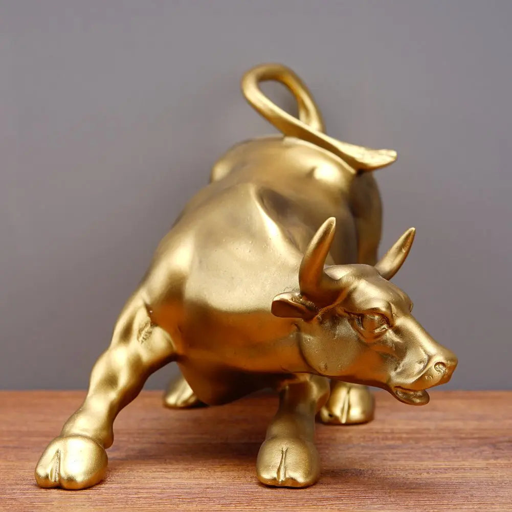 Wall Street Bull Sculptures Statue Animal Figurines Office Desk Decor Modern Art