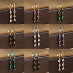2PCS Luxury Stainless Steel Water Drop Pendant Earrings CZ Zircon