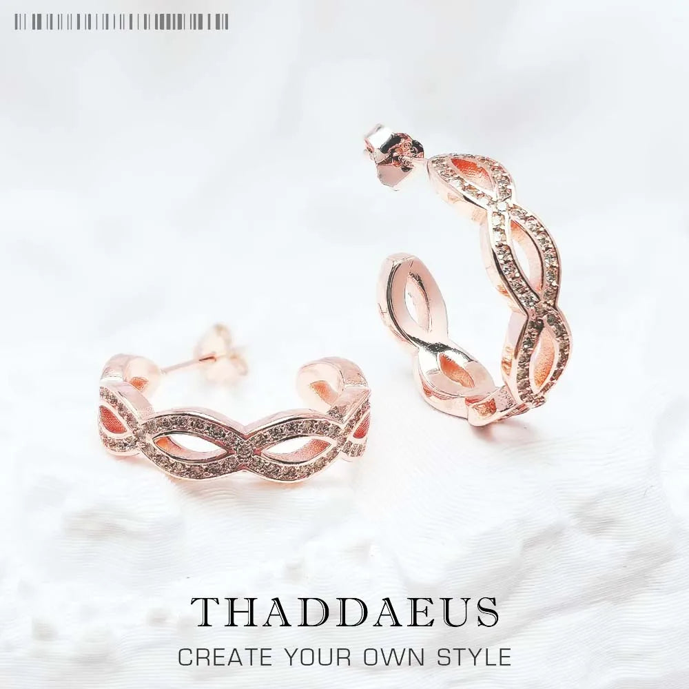 Rose Gold Hoop Earrings Infinity Love 925 Sterling Silver Romantic Gift
