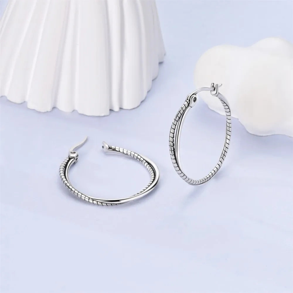 925 Sterling Silver Minimalist Staggered Circular Hoop Earrings Birthday Gift