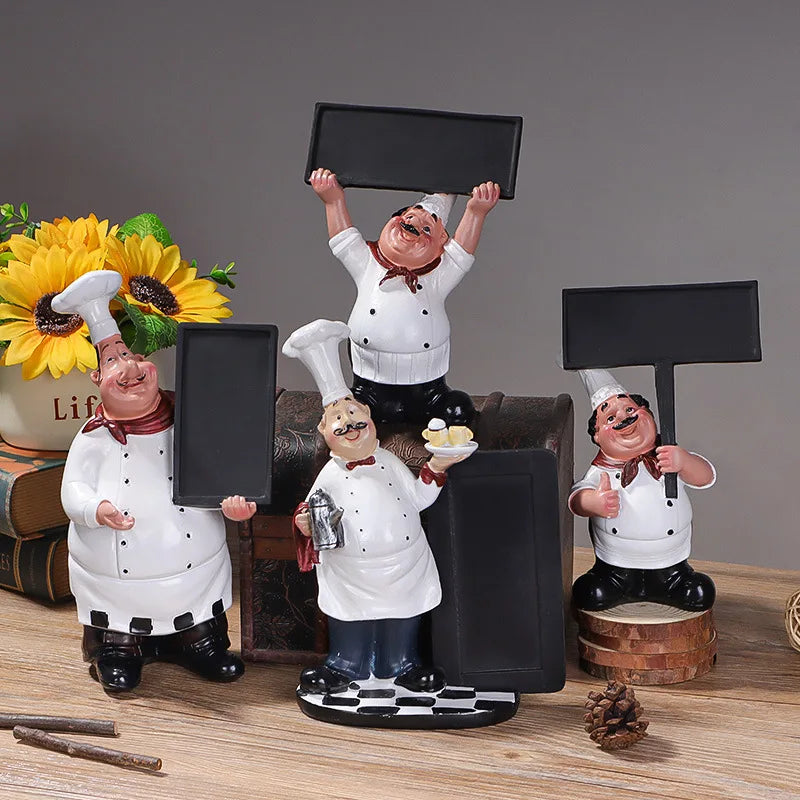 Chef Figure Collections Paper Holder Sculpture Dinner Table Kitchen Decoration