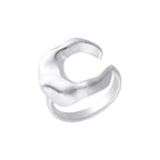 925 Sterling Silver Matte Finish Moon Open Ring Ladies Luxury Jewellery Wholesale Accessory