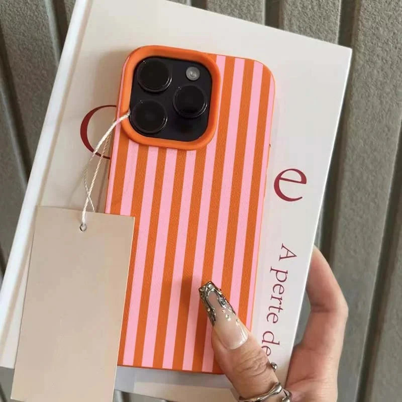 Minimalist Striped Case for iPhone 17 16 15 14 13 12 Pro Max Plus