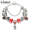 Pink Crystal Bead Charm Bracelet Colourful Enamel Handmade DIY Jewellery