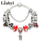 Pink Crystal Bead Charm Bracelet Colourful Enamel Handmade DIY Jewellery