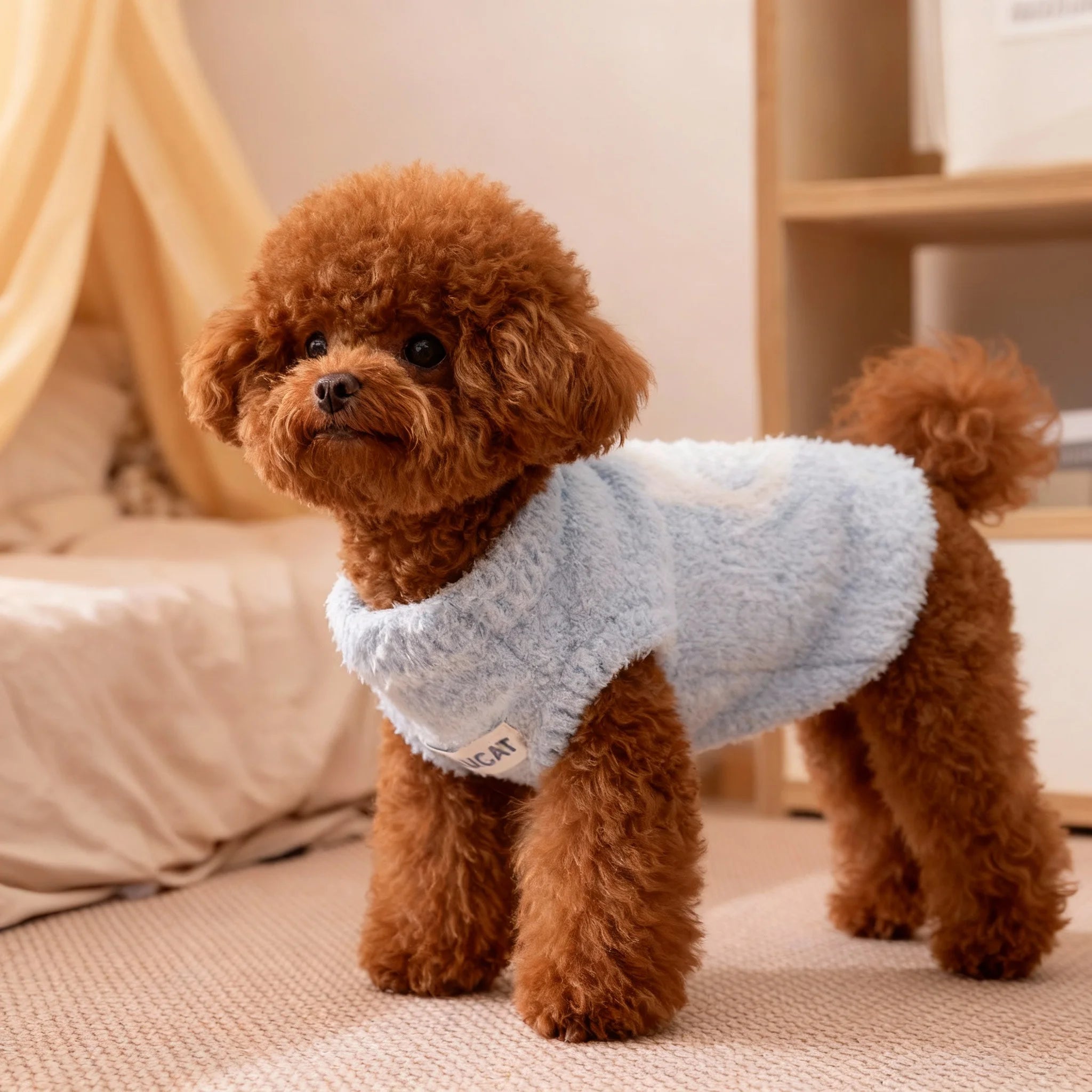 Macaron Color Pet Vest, Pastel Soft Plush Dog Cat Sweater, Cute Cloudlike Fuzzy Warm Vest for Small Pets, Kawaii Daily Fashion